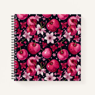 Kersen en bloemen notitieboek