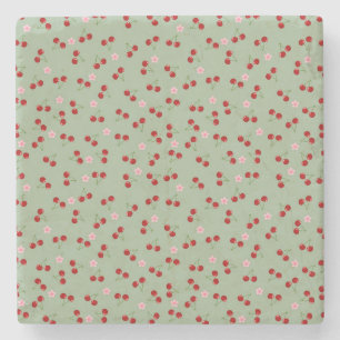 Kersen en bloemen stenen onderzetter