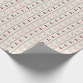 Kersen- en boegpatroon gestript cadeaupapier (Hoek)