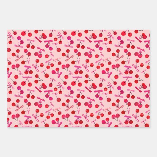 Kersen en bogen patroon inpakpapier vel (Voorkant 2)