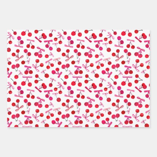 Kersen en bogen patroon inpakpapier vel (Voorkant)