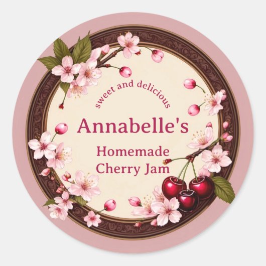 Kersen en Cherry Blossom Jam Label Personaliseren (Voorkant)