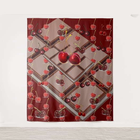 Kersen en chocolade met donkerrood wandkleed (Voorkant)