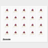 Kersen- en Chocoladekookboek Ex-libris  Vierkante Sticker (Vel)