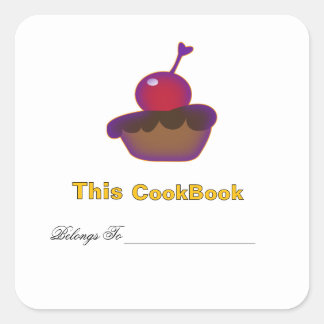 Kersen- en Chocoladekookboek Ex-libris  Vierkante Sticker