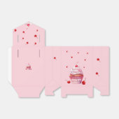 Kersen en cupcake eerste verjaardag bedankdoosjes (Uitgevouwen)