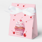 Kersen en cupcake eerste verjaardag bedankdoosjes (Voorkant Zijde)