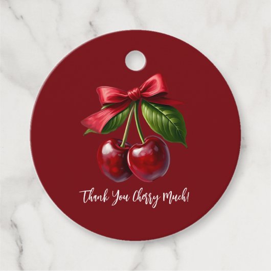 Kersen en een Bow-Love you Cherry Much Bedankjes Labels (Voorkant)