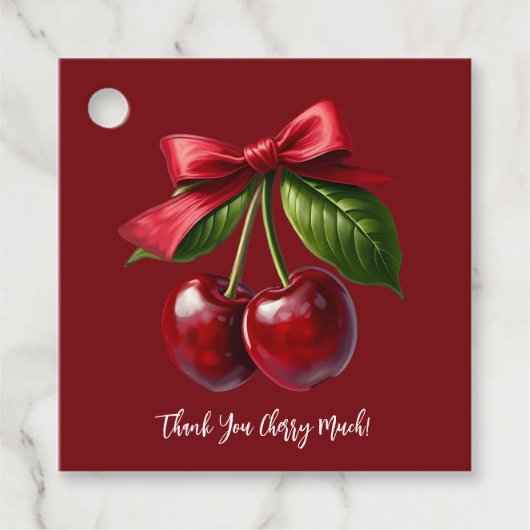 Kersen en een Bow-Love you Cherry Much Bedankjes Labels (Voorkant)