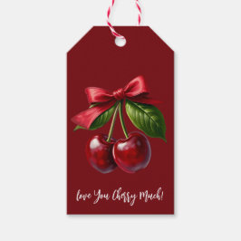 Kersen en een Bow-Love you Cherry Much Cadeaulabel