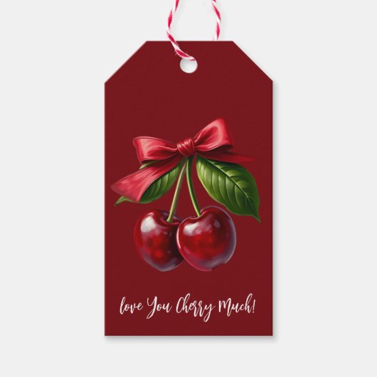 Kersen en een Bow-Love you Cherry Much Cadeaulabel (Voorkant)
