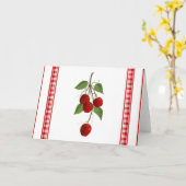 Kersen en Gingham Note Card Kaart (Gele Bloem)