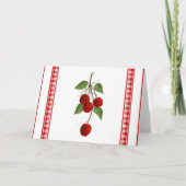 Kersen en Gingham Note Card Kaart (Voorkant)