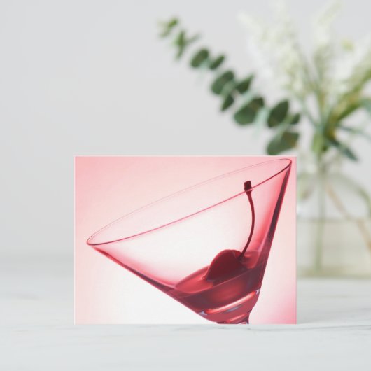 Kersen en glas briefkaart (Staand voorkant)