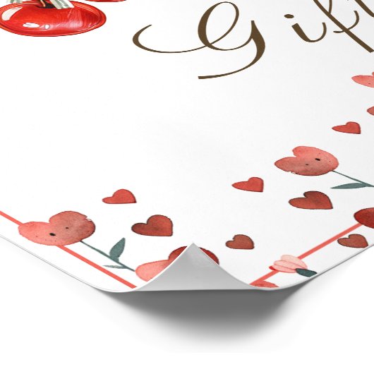 Kersen en hart Kaarten & geschenken teken Poster (Hoek)