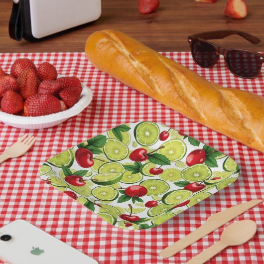 Kersen en limoenen Papier borden Papieren Bordje (Picknick)