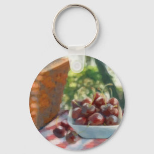 Kersen en picknickmand sleutelhanger