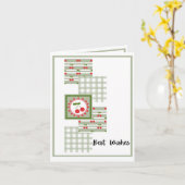 Kersen en Plaid in Sage - Verjaardag Kaart (Gele Bloem)