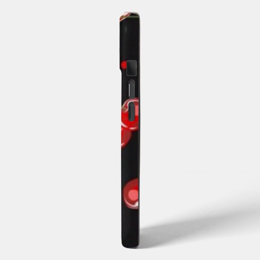 Kersen en rode polkadots en een zwarte achtergrond Case-Mate iPhone case (Achterkant / Links)