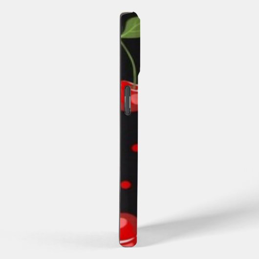 Kersen en rode polkadots en een zwarte achtergrond Case-Mate iPhone case (Achterkant / Rechts)