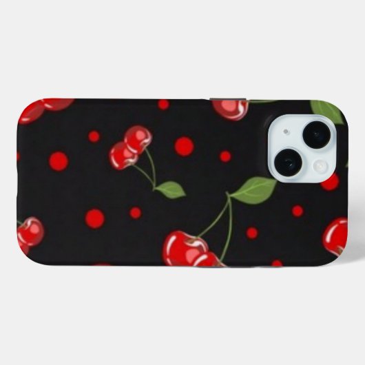Kersen en rode polkadots en een zwarte achtergrond Case-Mate iPhone case (Achterkant (horizontaal))