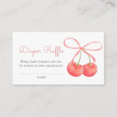Kersen en Roze Lint Baby shower Luier Raffle Informatiekaartje (Voorkant)
