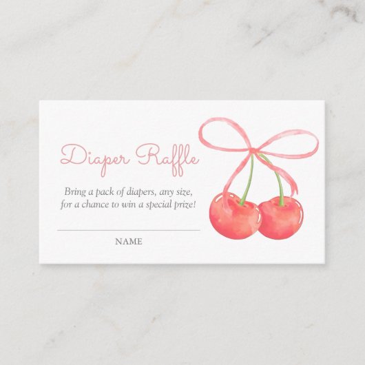 Kersen en Roze Lint Baby shower Luier Raffle Informatiekaartje (Voorkant)