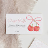 Kersen en Roze Lint Baby shower Luier Raffle Informatiekaartje