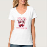 kersen en roze strik vrouwen t-shirt<br><div class="desc">Dit  shirt is ideaal voor vrouwen van alle leeftijden en kan ook een mooi cadeau zijn voor moeders</div>