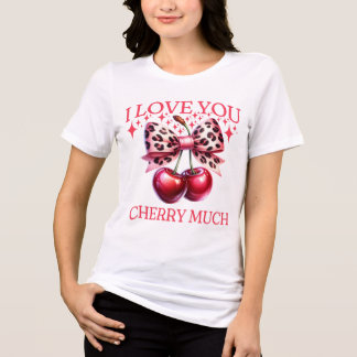  kersen en roze strik vrouwen Tri-Blend shirt