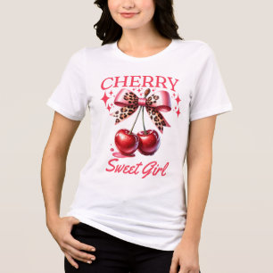 kersen en roze strik vrouwen Tri-Blend shirt