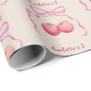 Kersen en strik kinderkleding op maat cadeaupapier