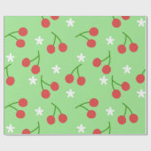 Kersen en White Flower Wrapping Paper Cadeaupapier (Vlak)