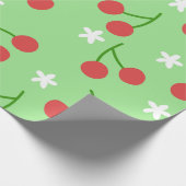 Kersen en White Flower Wrapping Paper Cadeaupapier (Hoek)