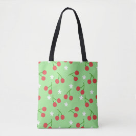 Kersen en witte bloemen Canvas tas