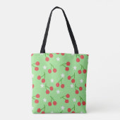 Kersen en witte bloemen Canvas tas (Achterkant)