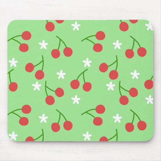 Kersen en witte bloemen Muismat (Voorkant)