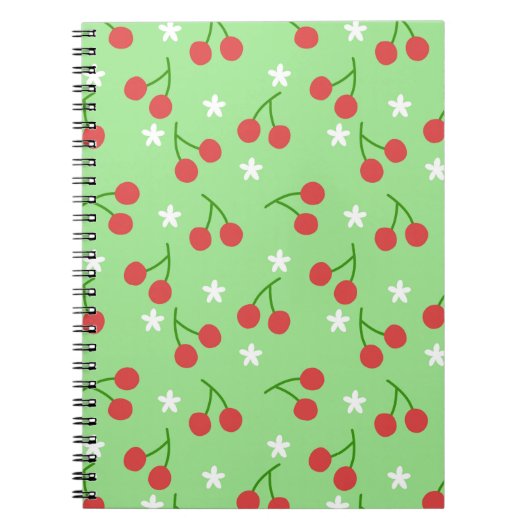 Kersen en witte bloemen Notitieboek (Voorkant)