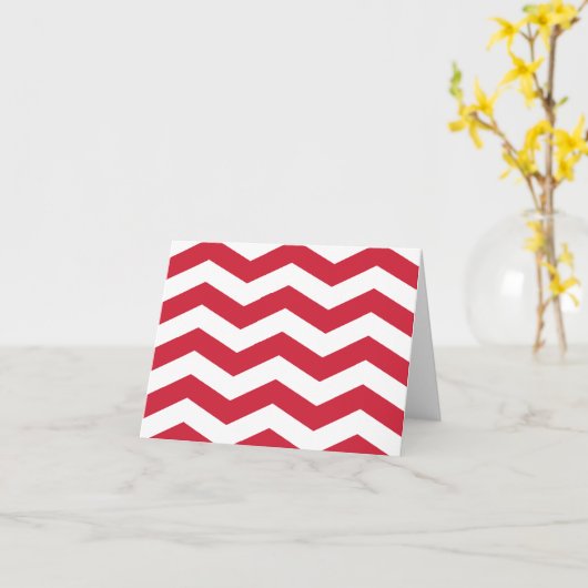 Kersen en witte Chevron Note Kaart - BLANK (Gele Bloem)