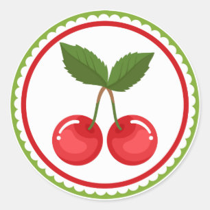 Kersen fruit bloem embleem ronde sticker