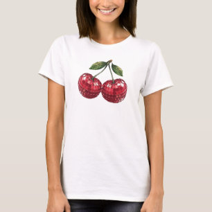 Kersen Fruit Disco Ball Groovy Retro T-shirt