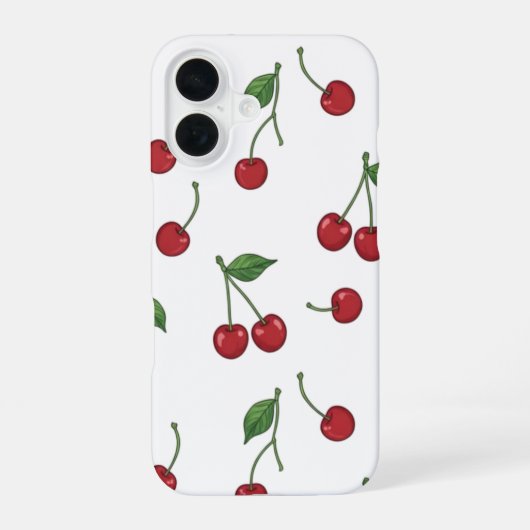 Kersen Fruit Herhalingspatroon Ontwerp iPhone 16 Hoesje (Achterkant)