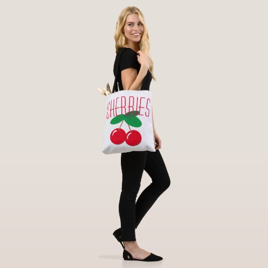 Kersen Fruit Rood Wit Tote Bag (Op model)