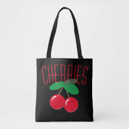 Kersen Fruit Rood Zwart Canvas tas