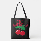 Kersen Fruit Rood Zwart Canvas tas (Achterkant)
