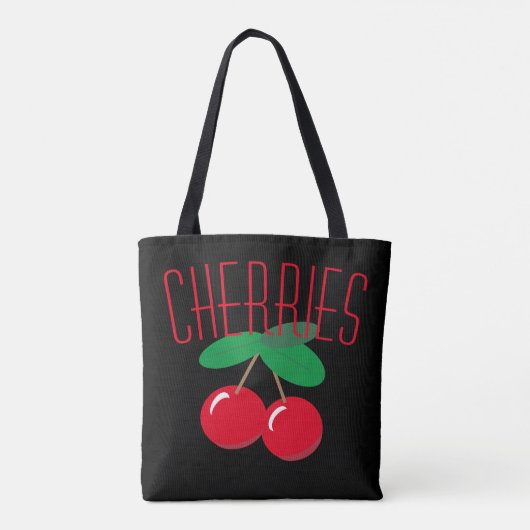 Kersen Fruit Rood Zwart Canvas tas (Achterkant)