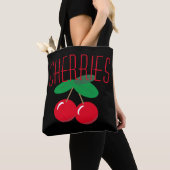 Kersen Fruit Rood Zwart Canvas tas (Dichtbij)