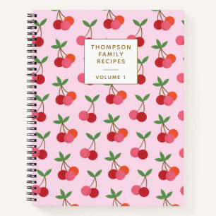 Kersen Fruitpatroon Rood Roze Gepersonaliseerde Re Notitieboek