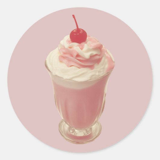  kersen gegarneerd milkshake ronde sticker (Voorkant)