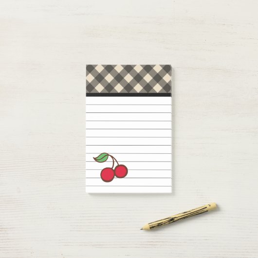 Kersen Gingham Post-It Notities Post-it® Notes (Op bureau)